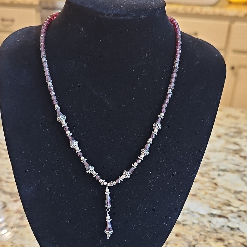 Sterling Silver and Garnet Necklace